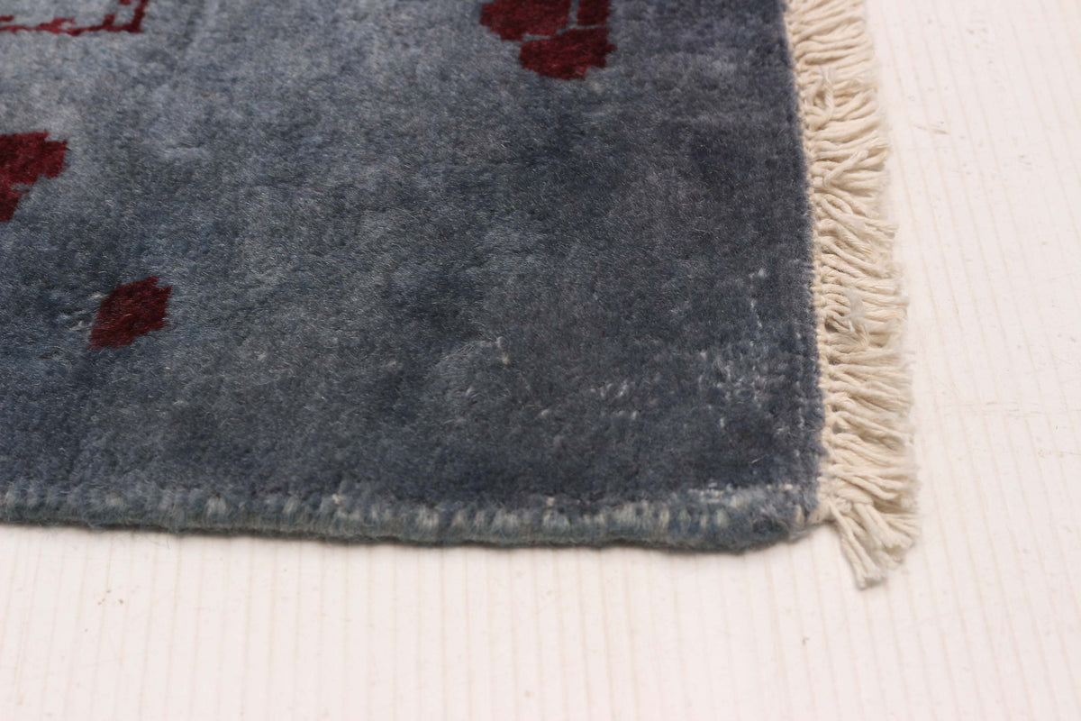 Overdyed Rug in Steel, corner and edge detail