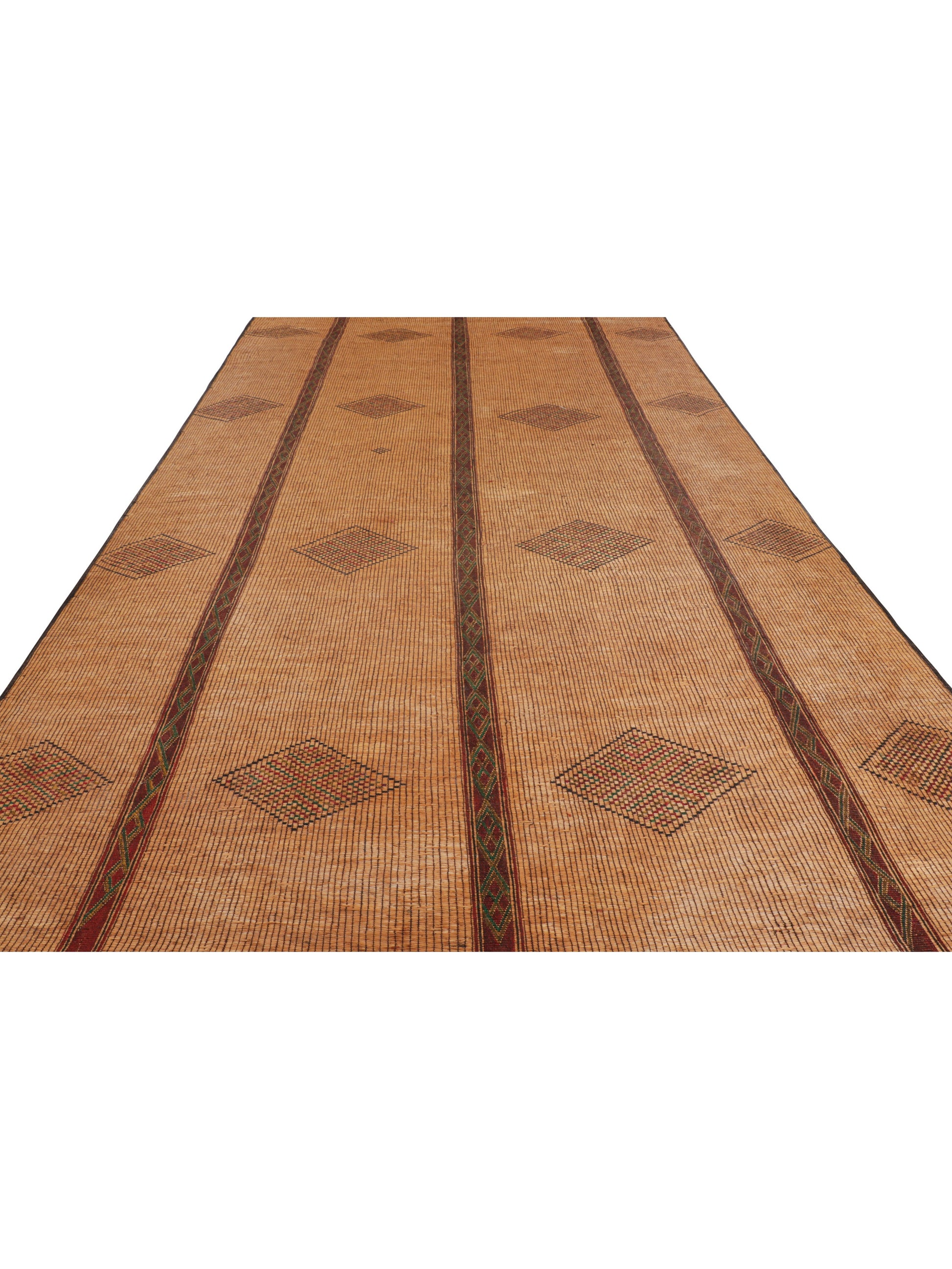 Oversized Vintage Tuareg Mat with Stripes Geometric Patterns from Rug & Kilim Rugs