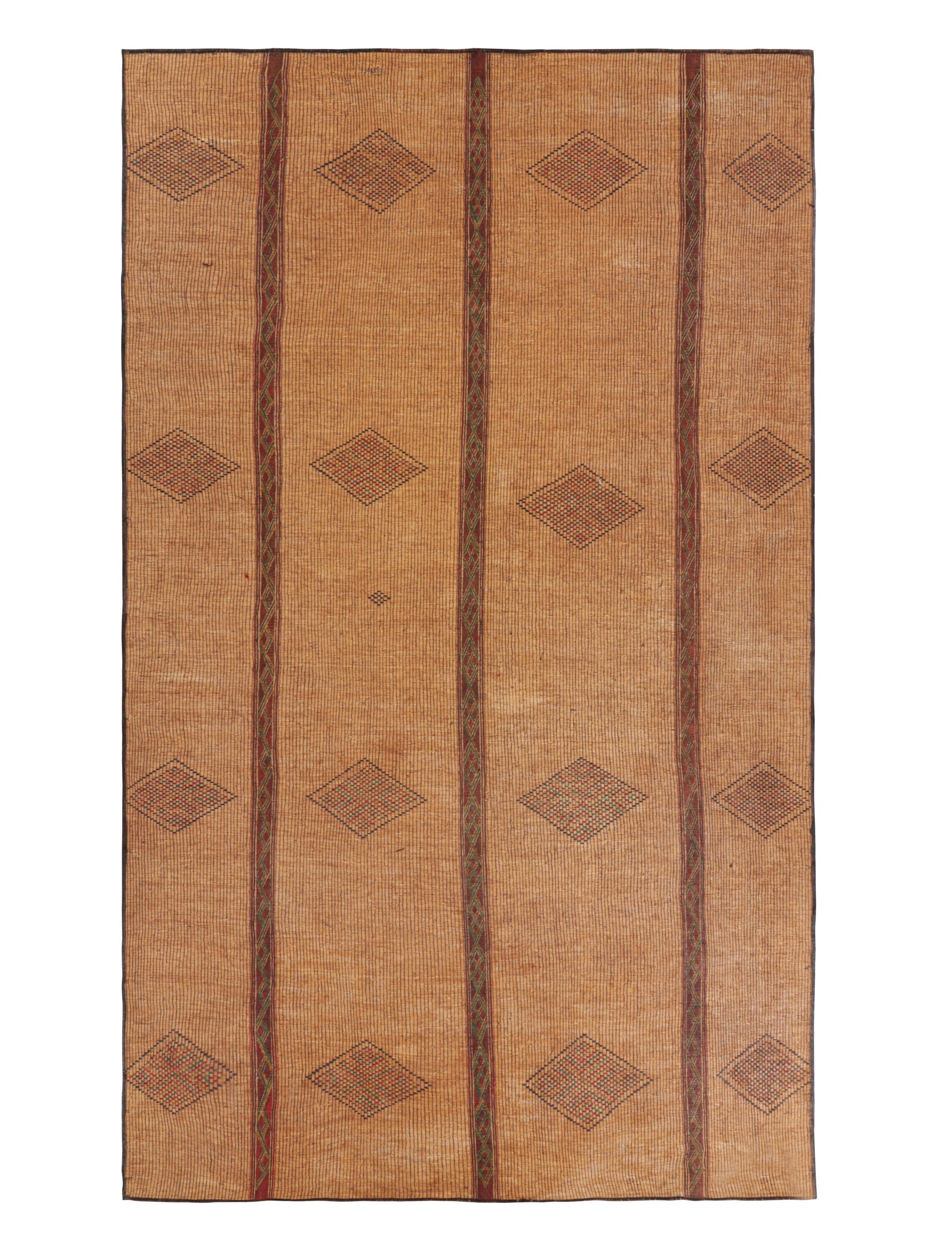 Oversized Vintage Tuareg Mat with Stripes Geometric Patterns from Rug & Kilim Rugs