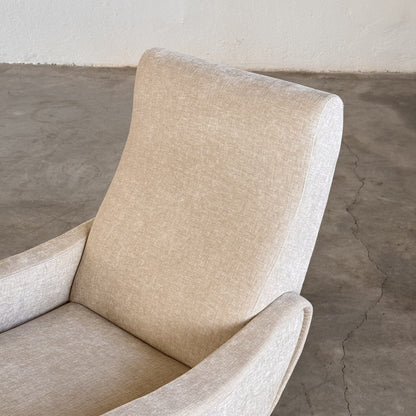 Pair of 1950s Italian Lounge Chairs by Gigi Radice, Rubelli Fabric Chairs