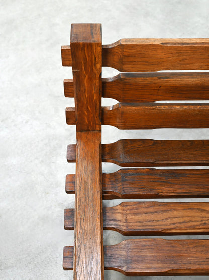 Pair of 1970s Brutalist Side Chairs, Solid Oak Chairs