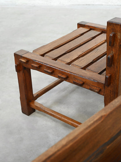 Pair of 1970s Brutalist Side Chairs, Solid Oak Chairs