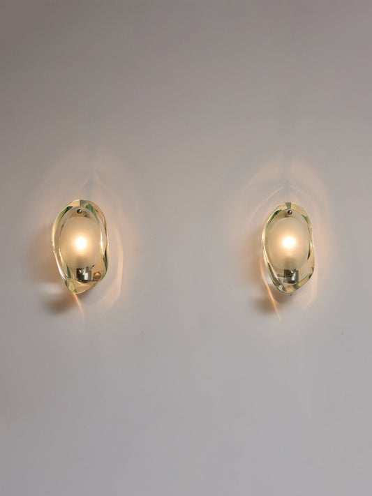 Pair of 2093 Wall Sconces by Max Ingrand for Fontana Arte, ca. 1961 Sconces