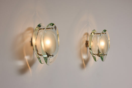 Pair of 2093 Wall Sconces by Max Ingrand for Fontana Arte, ca. 1961 Sconces