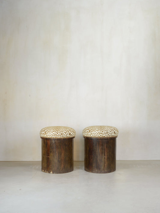Pair of Animalier Wood Stools, 1930s Stools
