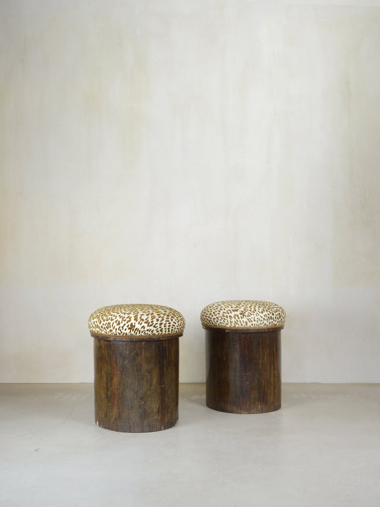 Pair of Animalier Wood Stools, 1930s Stools