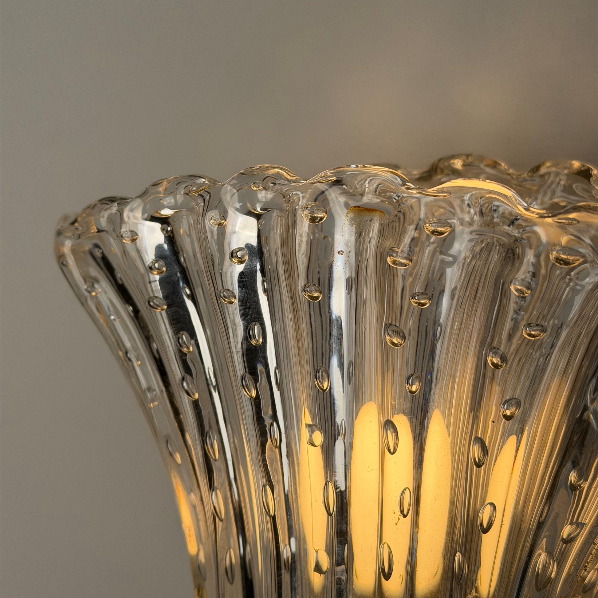 Pair of Archimede Seguso "Bullicante" Murano Glass Wall Sconces, 1940s Sconces