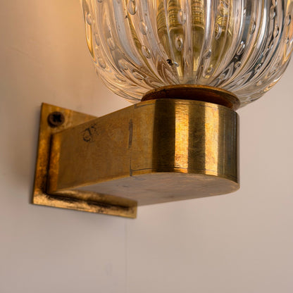Pair of Archimede Seguso "Bullicante" Murano Glass Wall Sconces, 1940s Sconces