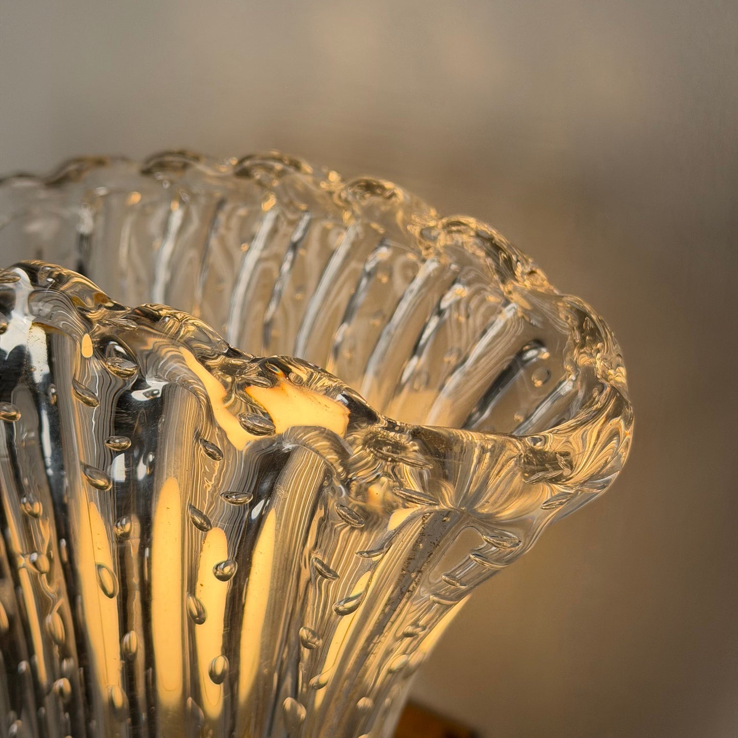 Pair of Archimede Seguso "Bullicante" Murano Glass Wall Sconces, 1940s Sconces
