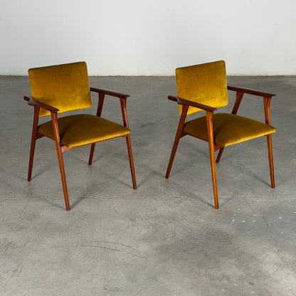 Pair of Armchairs by Franco Albini for Poggi, Original Velvet, 1960s Armchairs