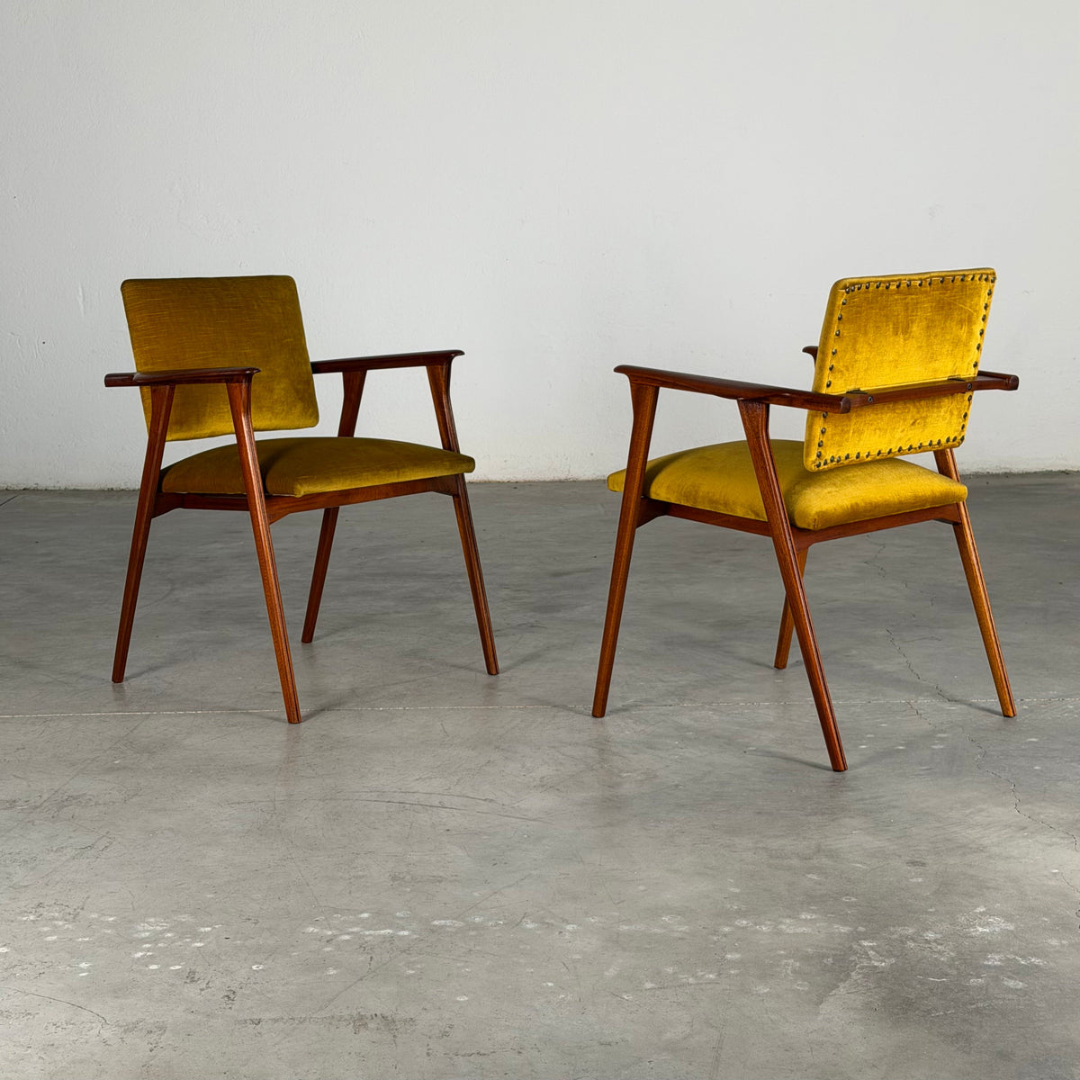 Pair of Armchairs by Franco Albini for Poggi, Original Velvet, 1960s Armchairs