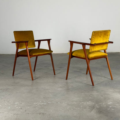 Pair of Armchairs by Franco Albini for Poggi, Original Velvet, 1960s Armchairs