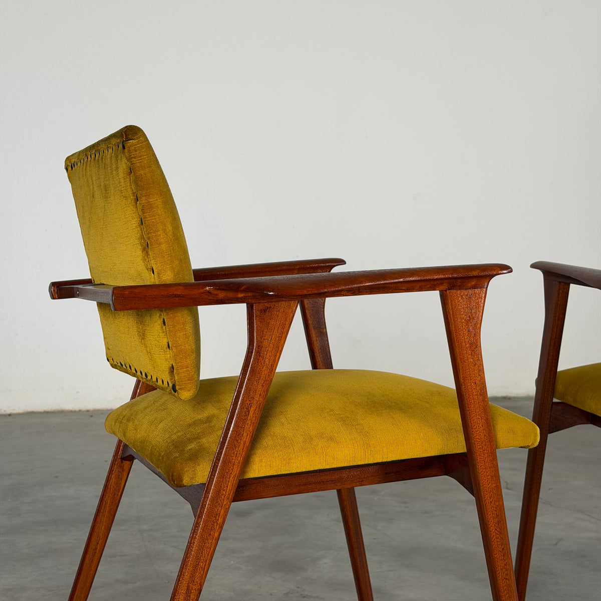 Pair of Armchairs by Franco Albini for Poggi, Original Velvet, 1960s Armchairs