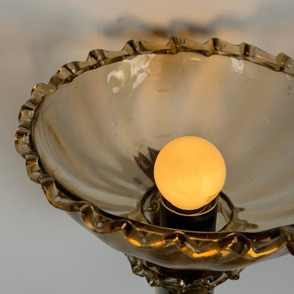 Pair of Art Deco Amber Murano Glass Wall Sconces by Aureliano Toso for Toso Venezia, 1940s Sconces