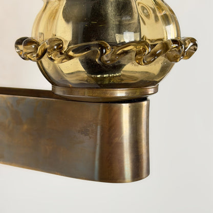 Pair of Art Deco Amber Murano Glass Wall Sconces by Aureliano Toso for Toso Venezia, 1940s Sconces