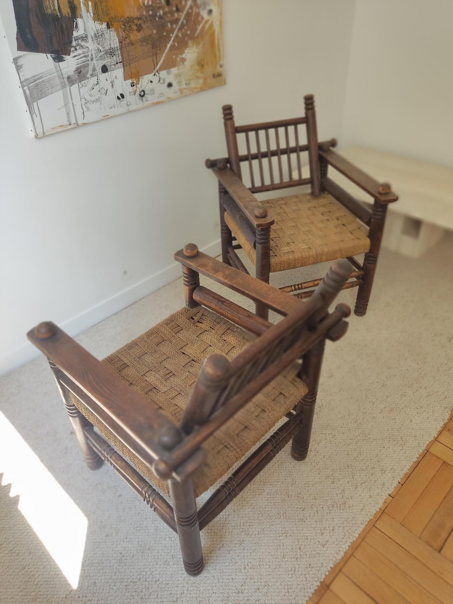 Pair of Art Deco Armchairs Designed By Charles Dudouyt - France 1940 Chairs