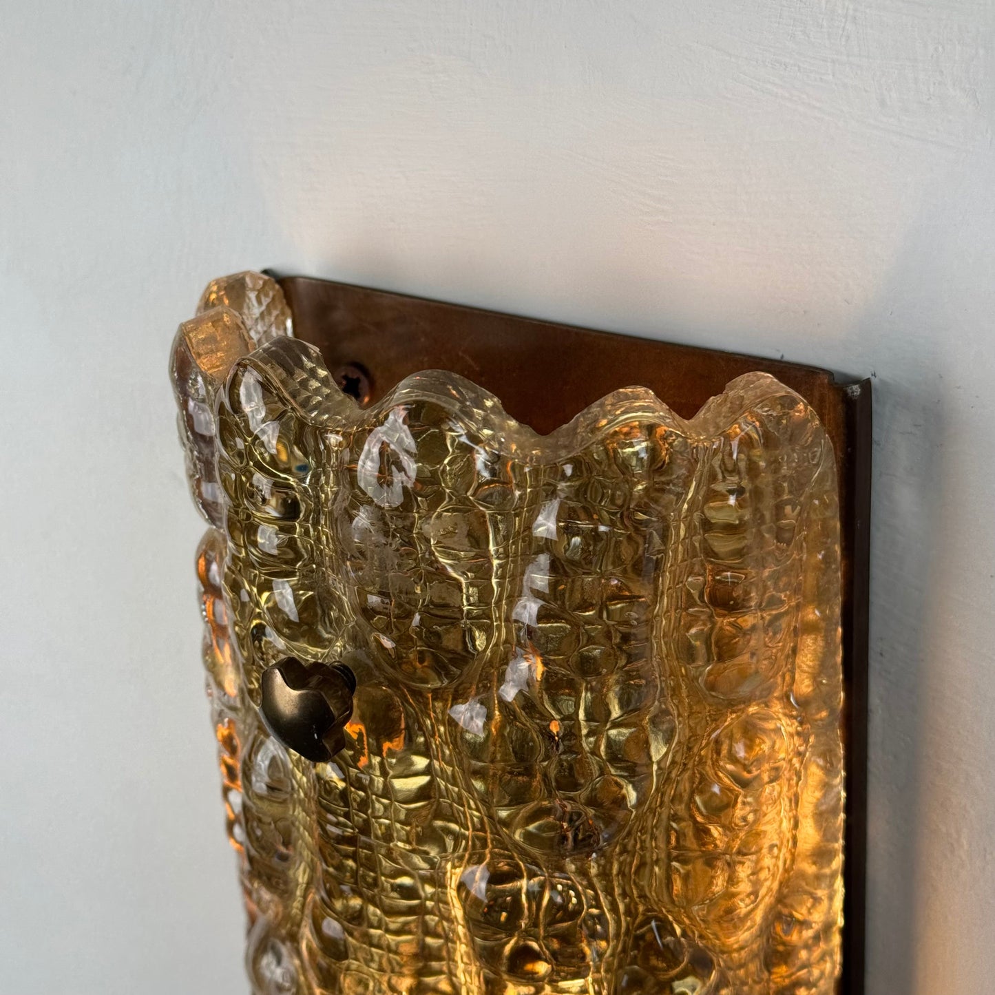Pair of Brass and Glass Wall Lights by Carl Fagerlund for Orrefors, 1970s Sconces