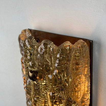 Pair of Brass and Glass Wall Lights by Carl Fagerlund for Orrefors, 1970s Sconces