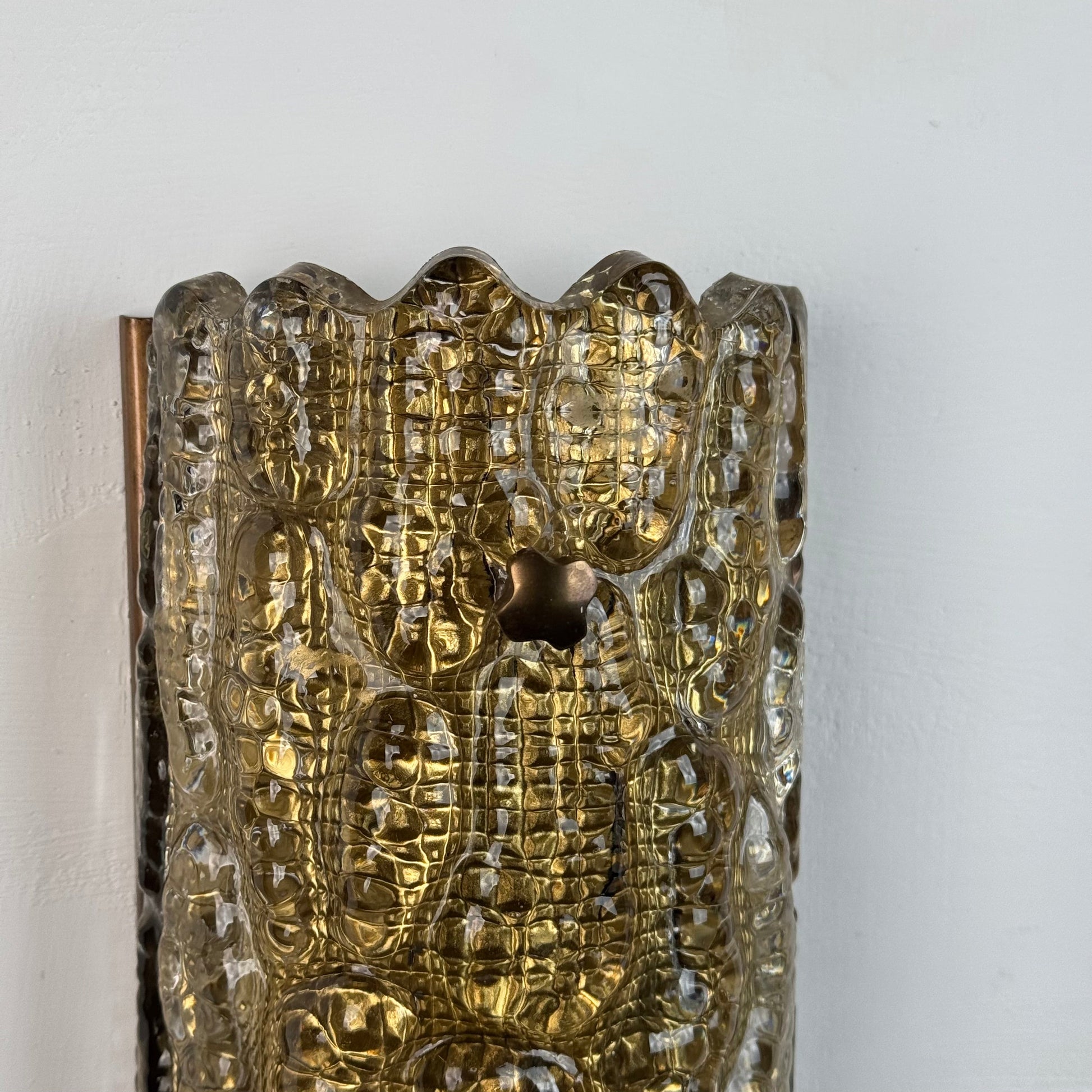 Pair of Brass and Glass Wall Lights by Carl Fagerlund for Orrefors, 1970s Sconces