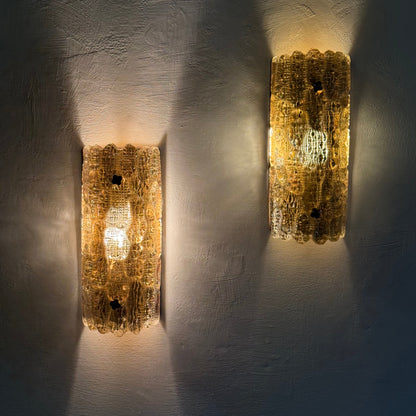 Pair of Brass and Glass Wall Lights by Carl Fagerlund for Orrefors, 1970s Sconces