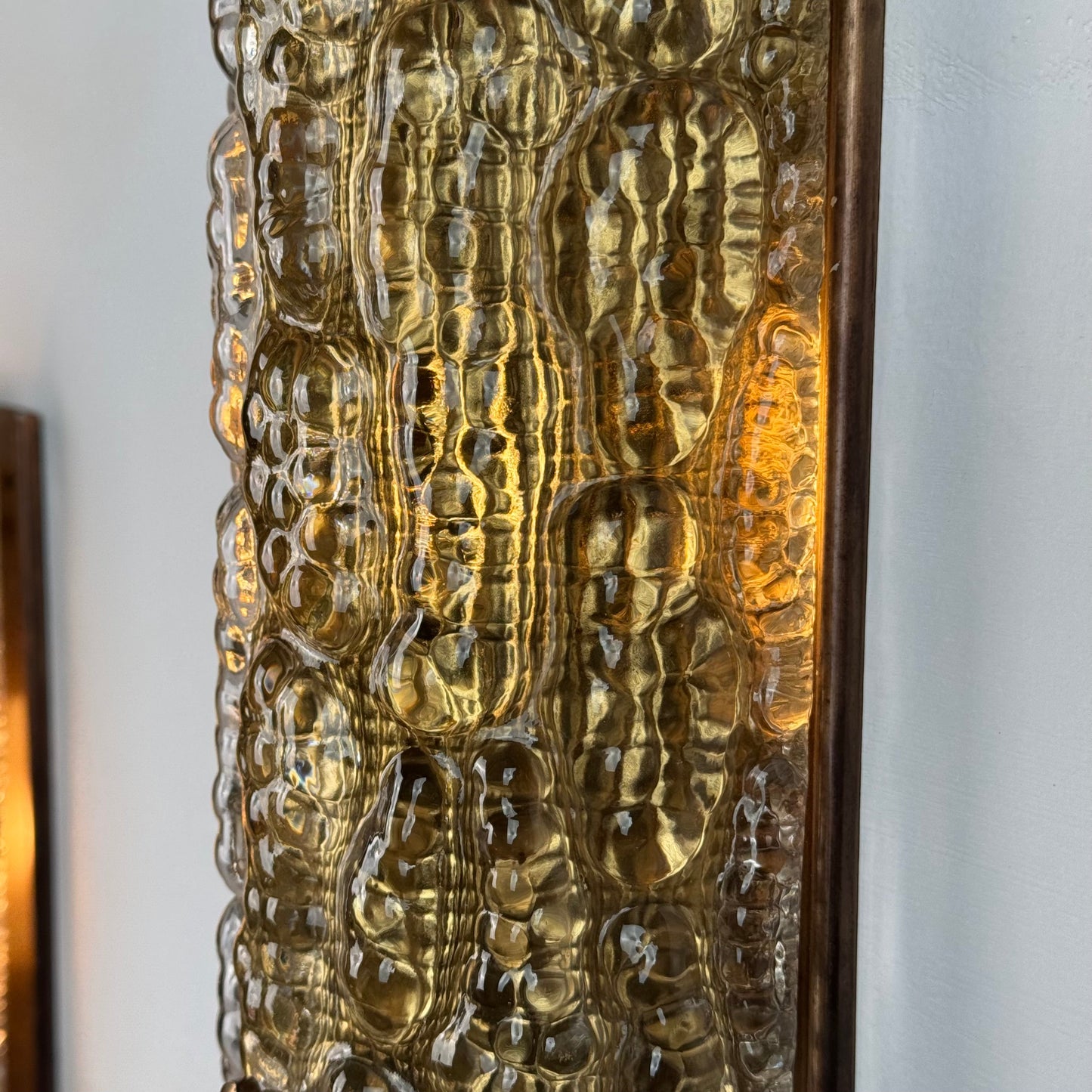 Pair of Brass and Glass Wall Lights by Carl Fagerlund for Orrefors, 1970s Sconces
