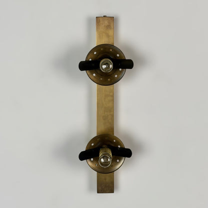 Pair of Brass and Opaline Glass Double Wall Sconces by Stilnovo, Italy, 1960s Sconces