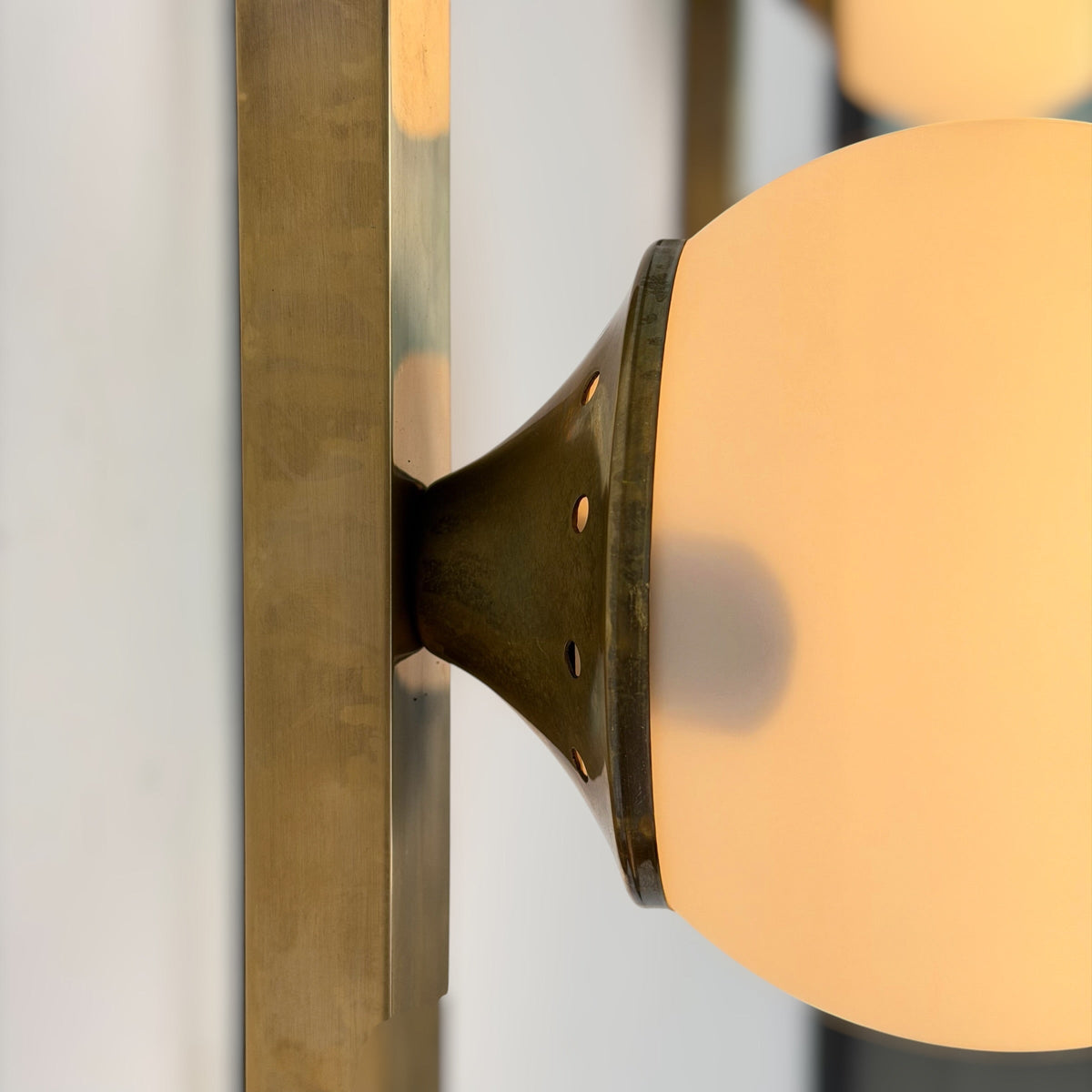 Pair of Brass and Opaline Glass Double Wall Sconces by Stilnovo, Italy, 1960s Sconces