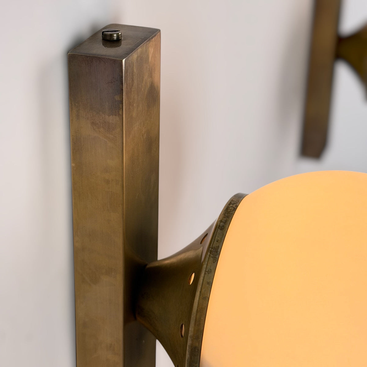 Pair of Brass and Opaline Glass Double Wall Sconces by Stilnovo, Italy, 1960s Sconces