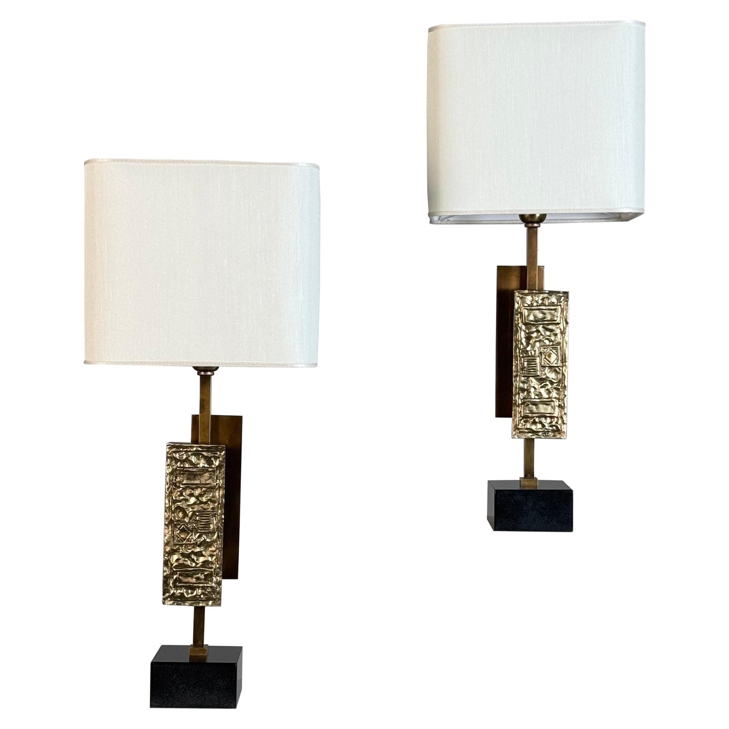 Pair of "Dioniso" Table Lamps in Marble and Brass by Angelo Brotto for Esperia Table Lamps