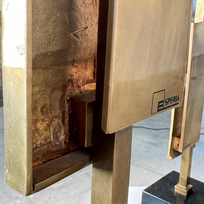 Pair of "Dioniso" Table Lamps in Marble and Brass by Angelo Brotto for Esperia Table Lamps