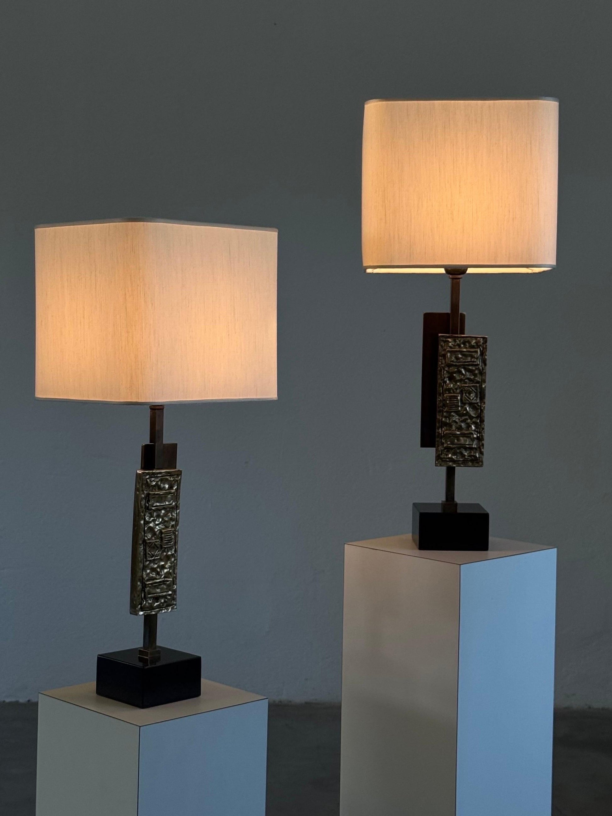 Pair of "Dioniso" Table Lamps in Marble and Brass by Angelo Brotto for Esperia Table Lamps