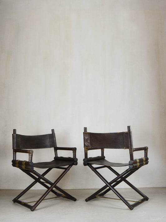 Pair of Director's Chairs by Lyda Levi for McGuire, Italy, 1970s Chairs