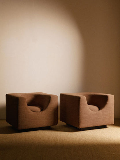 Pair of "Elliptic" Armchairs, Bernard Govin - Brown Chairs