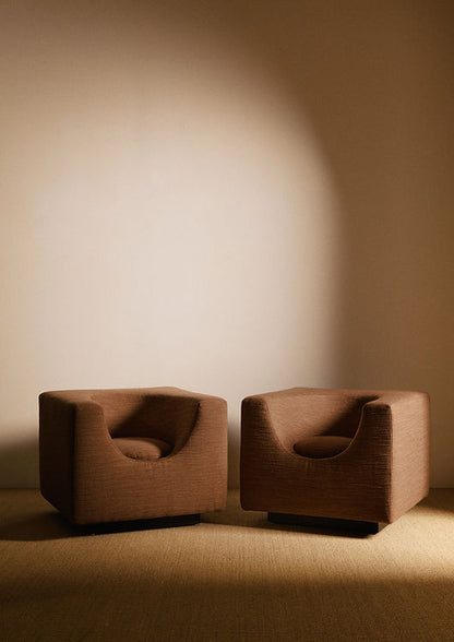 Pair of "Elliptic" Armchairs, Bernard Govin - Brown Chairs
