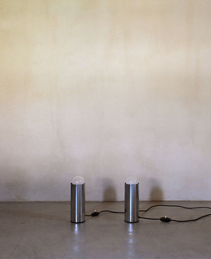 Enrico Tronconi chrome table lamps, pair, the pair lit