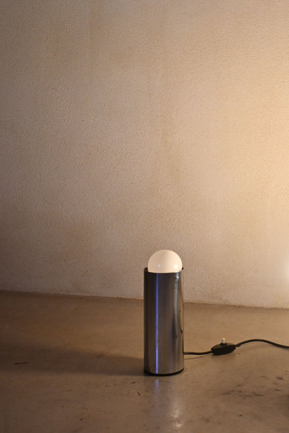 Enrico Tronconi chrome table lamps, pair, a single lamp unlit, seen closer