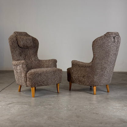 Pair of "Farmor" Armchairs by Carl Malmsten for O.H. Sjögren, 1950s Armchairs