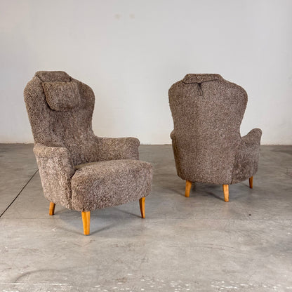 Pair of "Farmor" Armchairs by Carl Malmsten for O.H. Sjögren, 1950s Armchairs