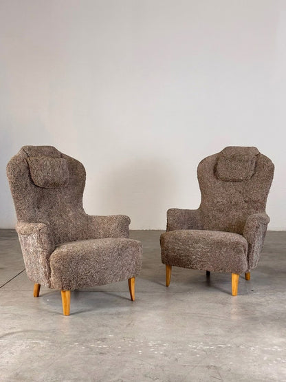 Pair of "Farmor" Armchairs by Carl Malmsten for O.H. Sjögren, 1950s Armchairs