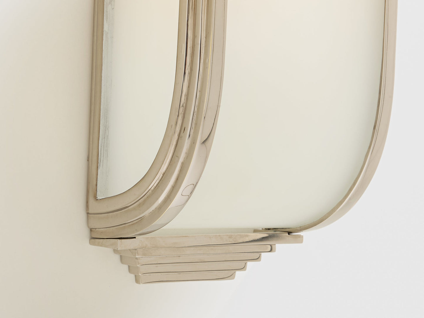 Pair of French Art Deco Modernist Nickel Steel Opaline Wall Lights 1930 Sconces