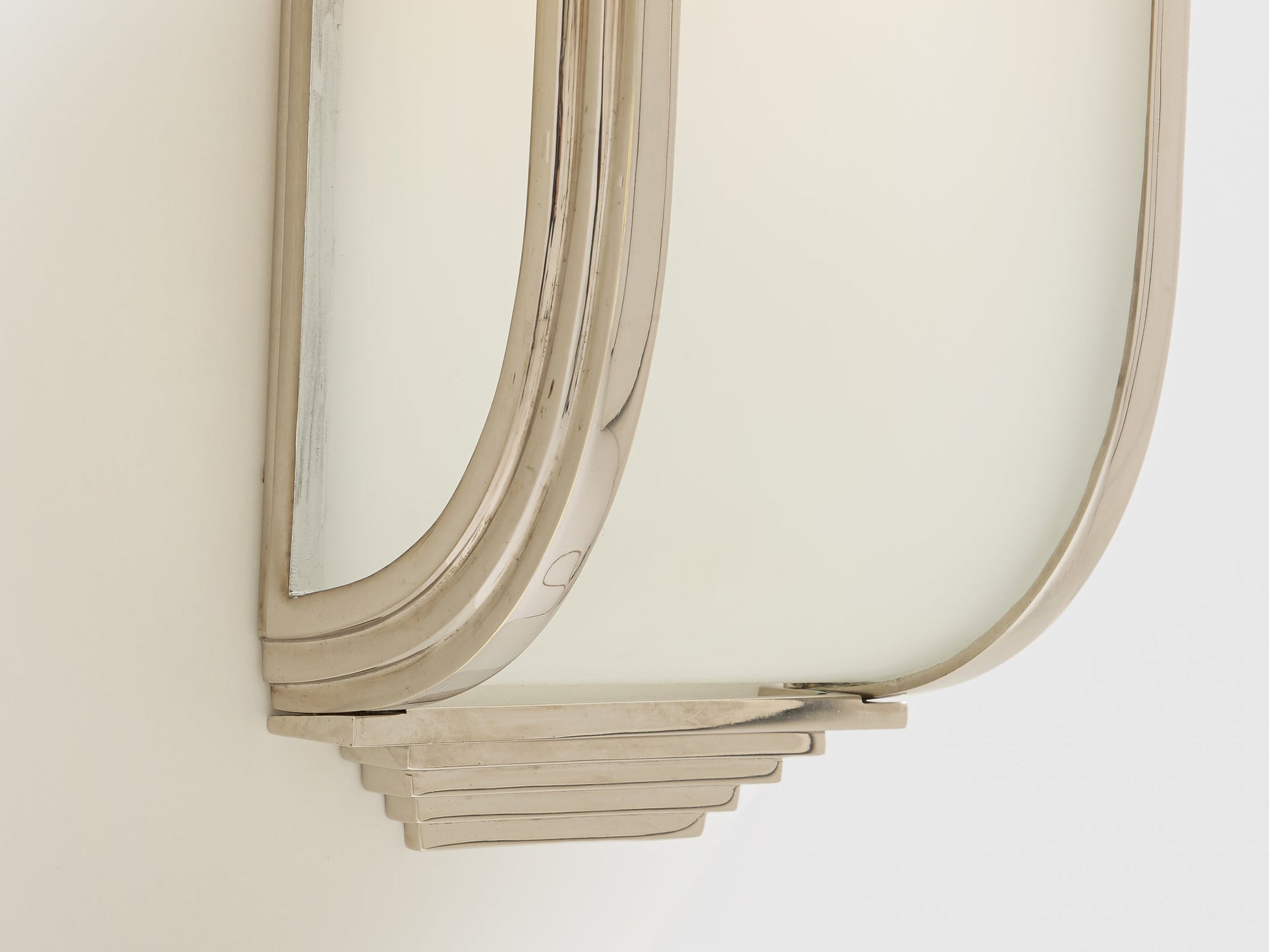 Pair of French Art Deco Modernist Nickel Steel Opaline Wall Lights 1930 Sconces