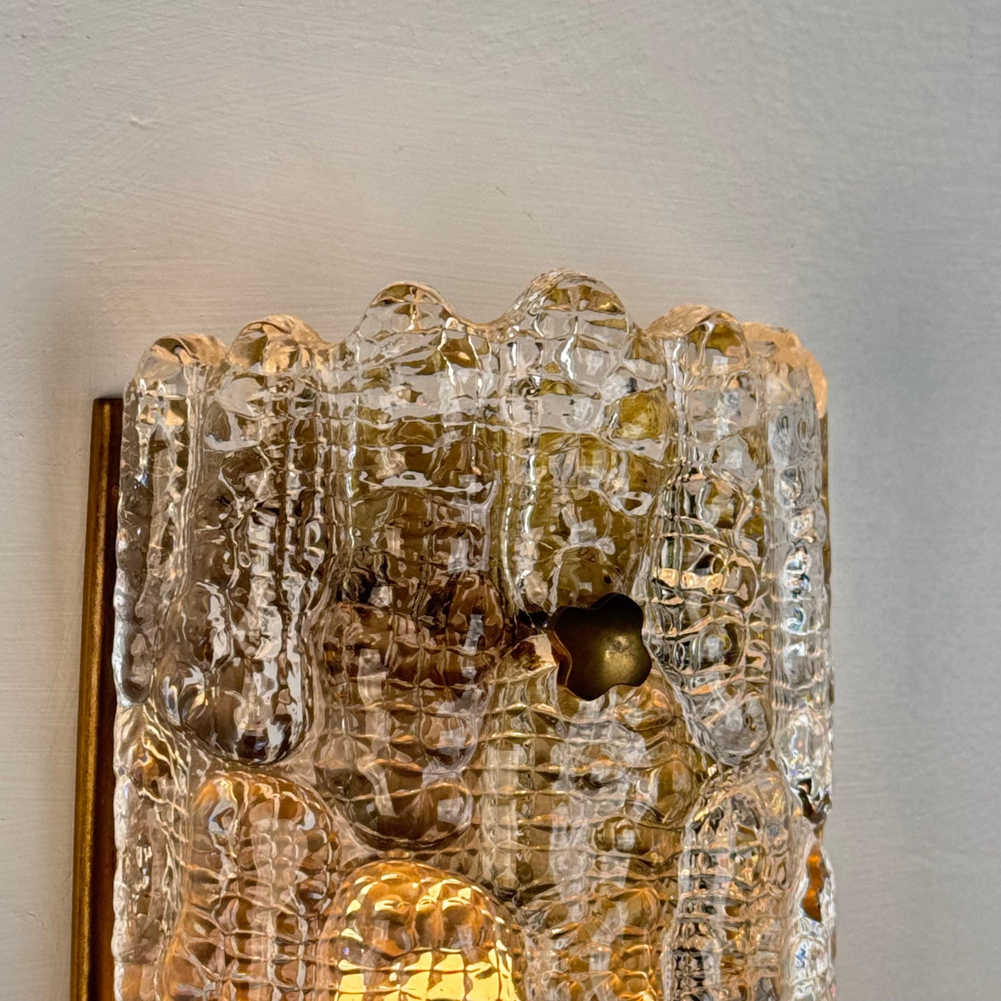 Pair of Glass and Brass Wall Lights by Carl Fagerlund for Orrefors, 1970s Sconces