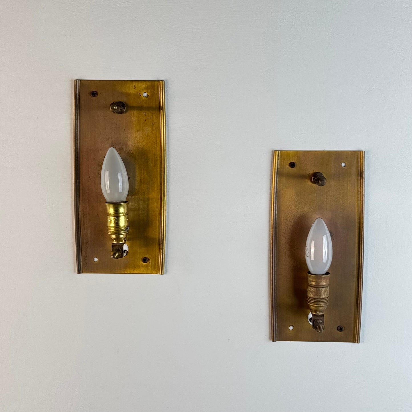 Pair of Glass and Brass Wall Lights by Carl Fagerlund for Orrefors, 1970s Sconces