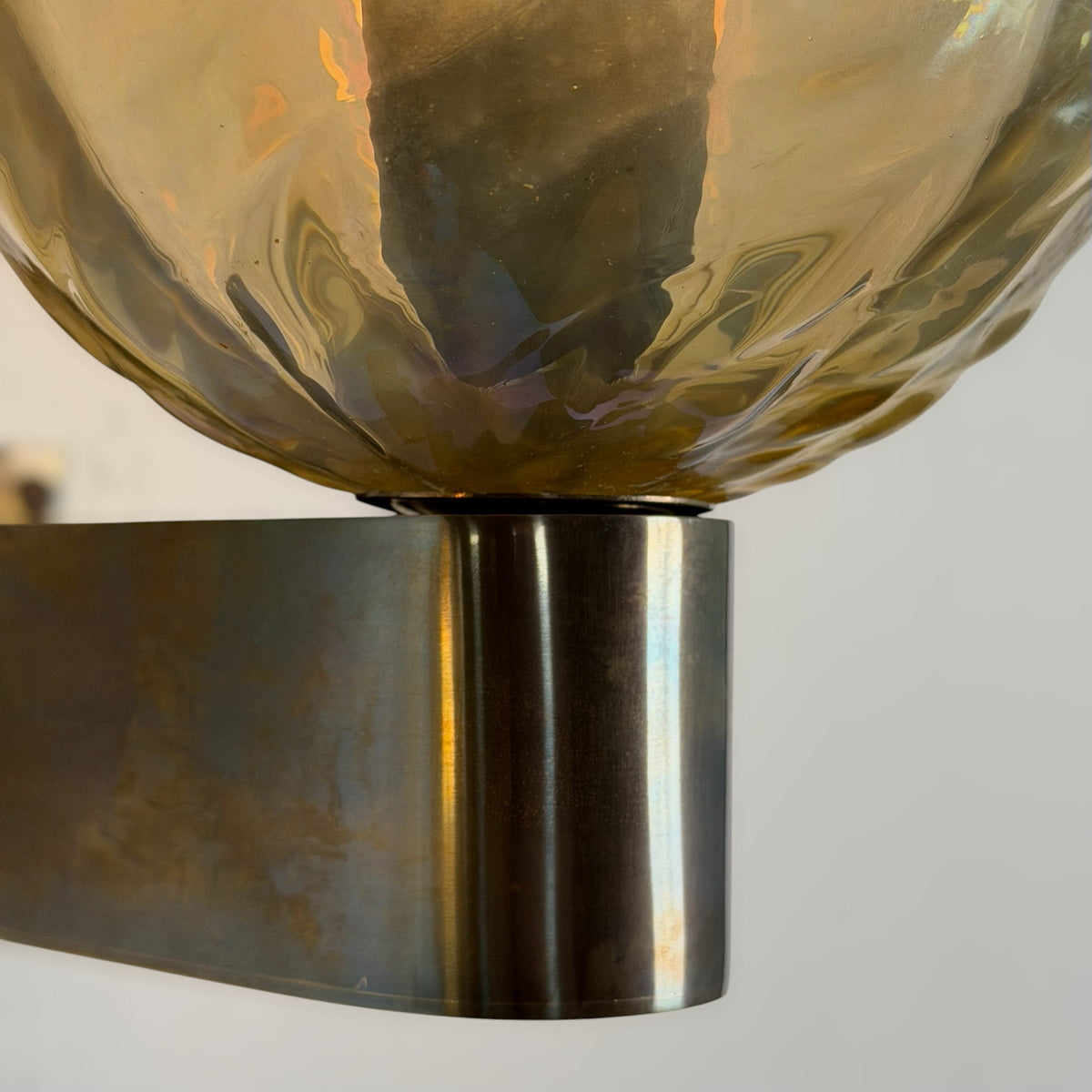Pair of Iridescent Hammered Murano Glass Wall Sconces by Archimede Seguso, 1940s Sconces
