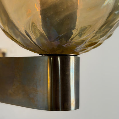 Pair of Iridescent Hammered Murano Glass Wall Sconces by Archimede Seguso, 1940s Sconces