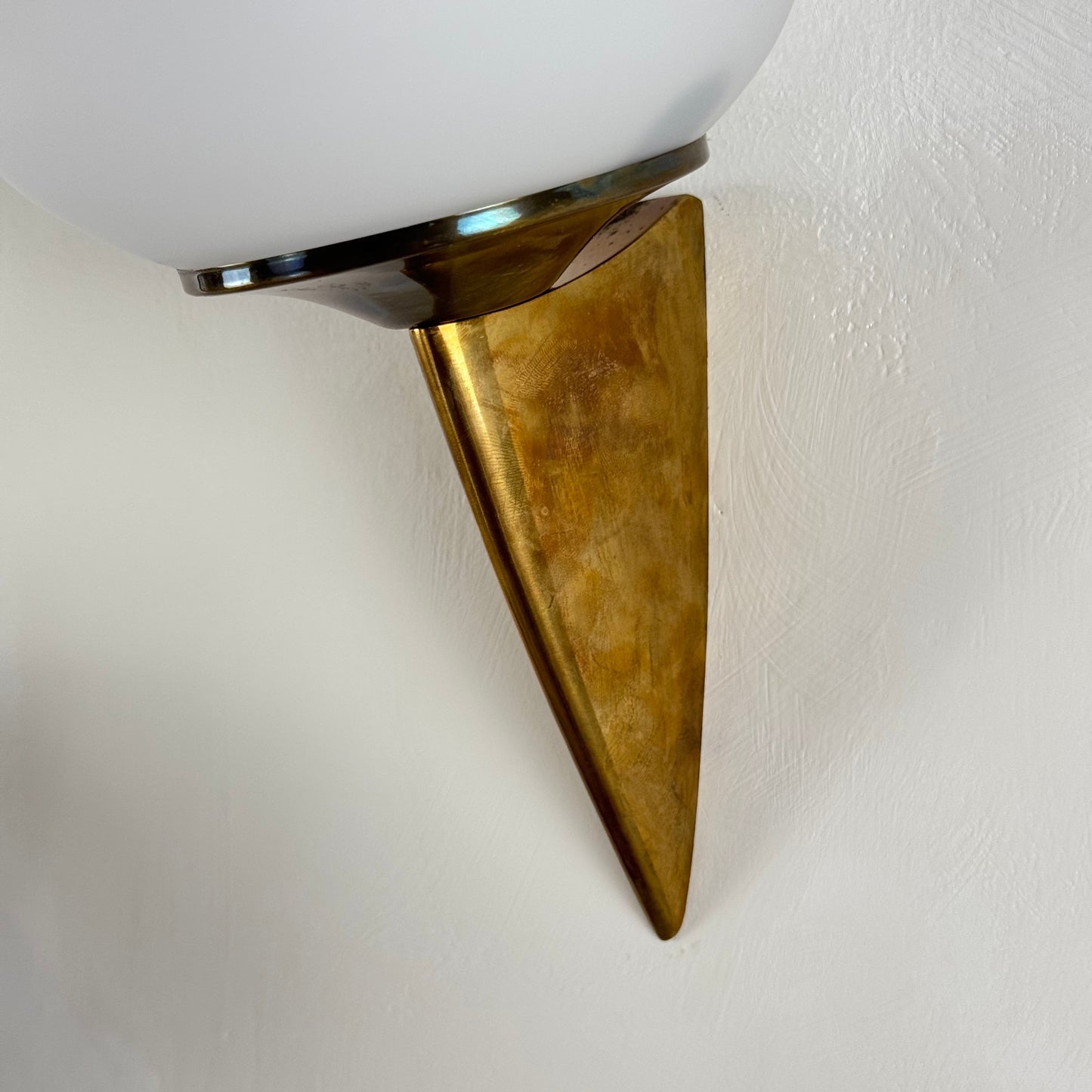 Pair of "Lancia" Wall Sconces in Brass and Opaline Glass by Stilux Milano, 1960s Sconces