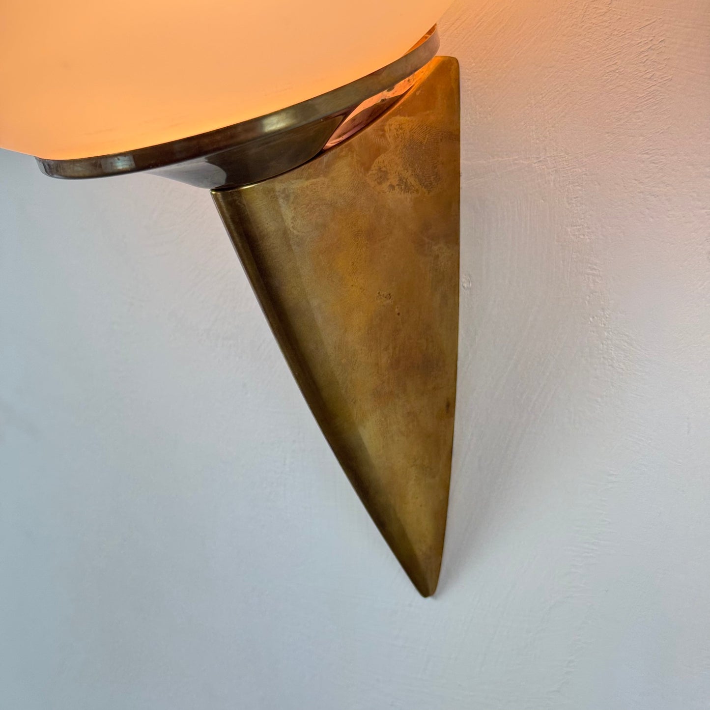 Pair of "Lancia" Wall Sconces in Brass and Opaline Glass by Stilux Milano, 1960s Sconces