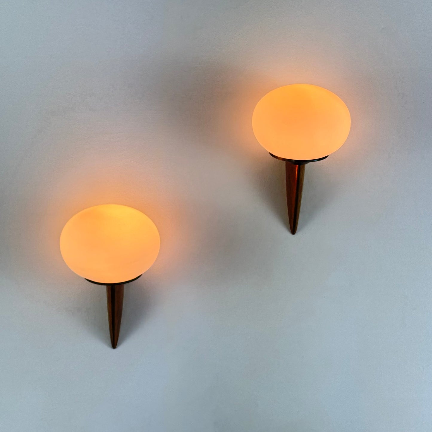 Pair of "Lancia" Wall Sconces in Brass and Opaline Glass by Stilux Milano, 1960s Sconces