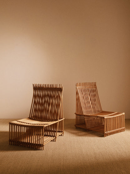 Pair of 1970 Low Rattan Chairs Chairs