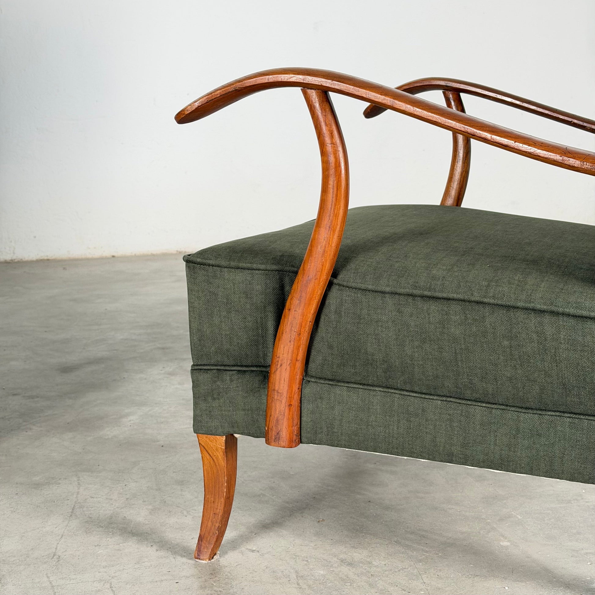 Pair of Melchiorre Bega Wingback Armchairs in Walnut, Italy 1950s Chairs
